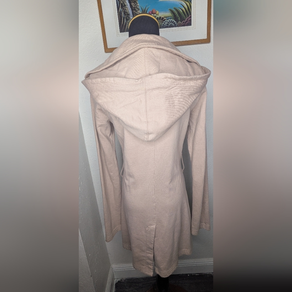 Y2K Vtg Twisted Heart Ladies Cream Removable Hood Collared Button Up Jacket Sz S - Picture 4 of 8